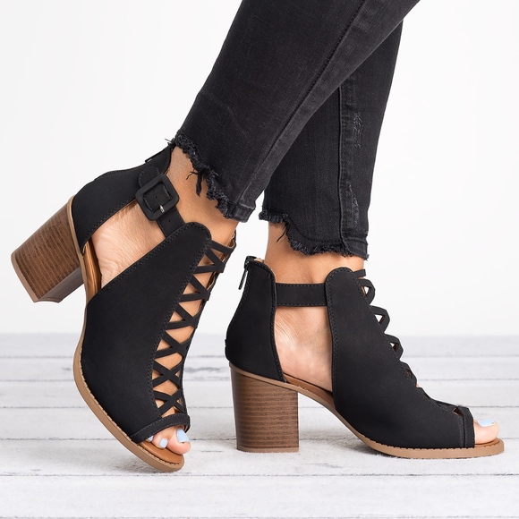 SunnyMia Shoes - Black Cut Out Booties